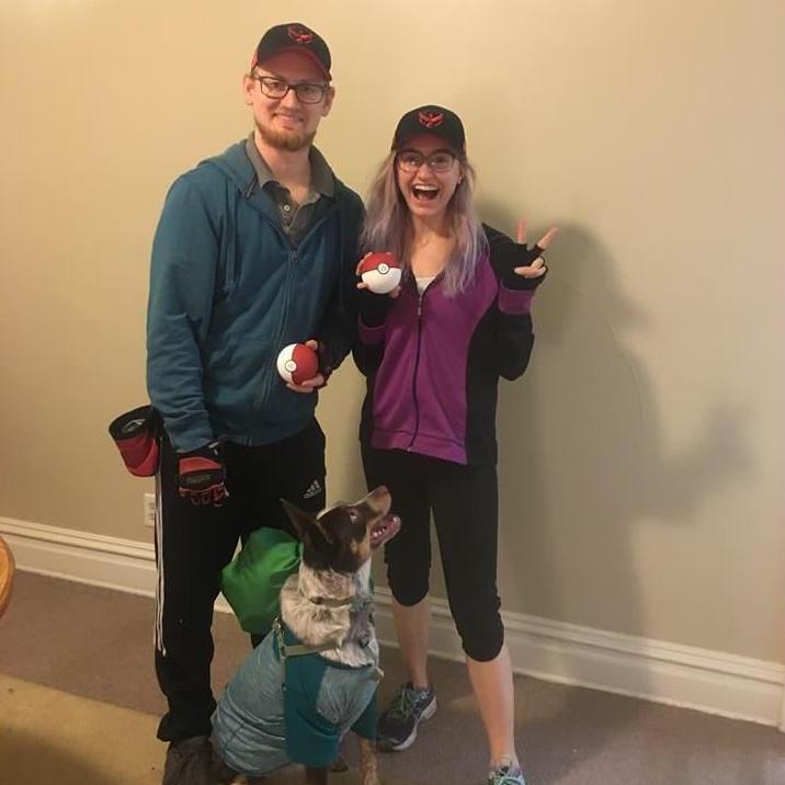 Family Halloween costumes 2017 (Pokemon trainers with our lil Bulbasaur)
