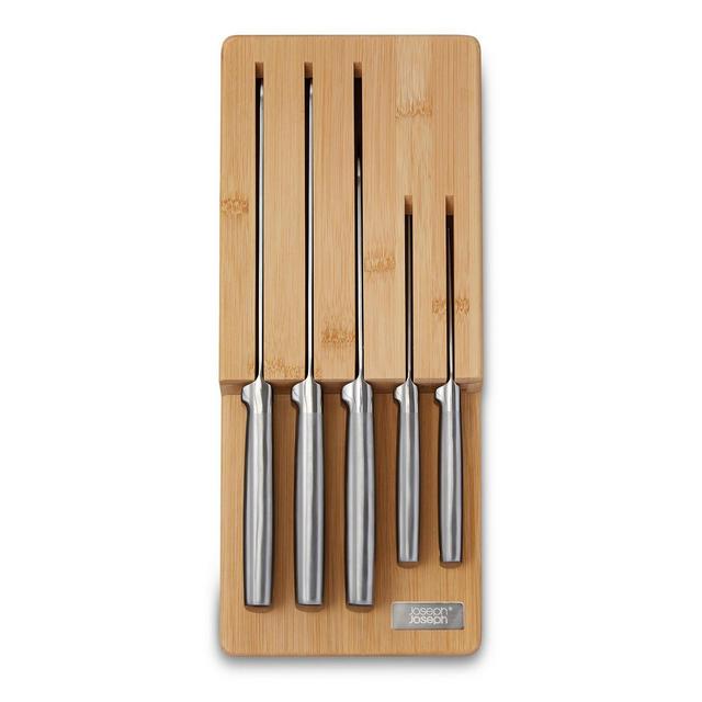 Joseph Joseph Elevate Steel Knives Bamboo Store 5-Piece Knife Set with in-Drawer Bamboo Storage Tray