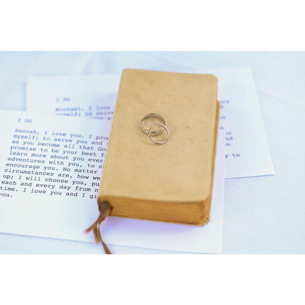 Vows
Rings 
Grandma Virginia's Bible