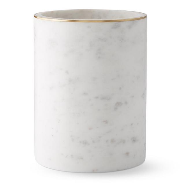 White Marble and Brass Bath Collection, Waste Basket