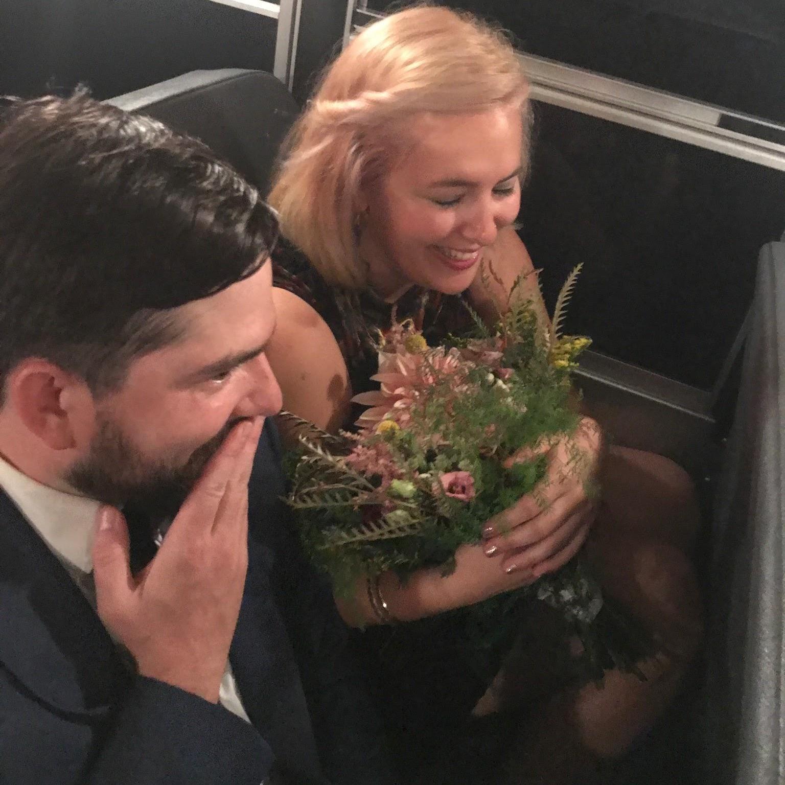 After Rachel caught Bridget's bouquet last fall