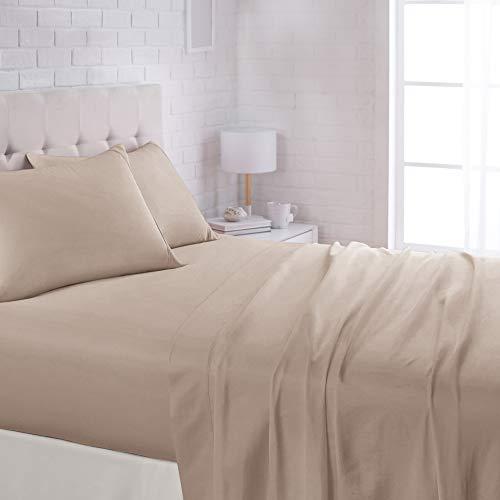 AmazonBasics Lightweight Super Soft Easy Care Microfiber Sheet Set with 16" Deep Pockets - California King, Taupe