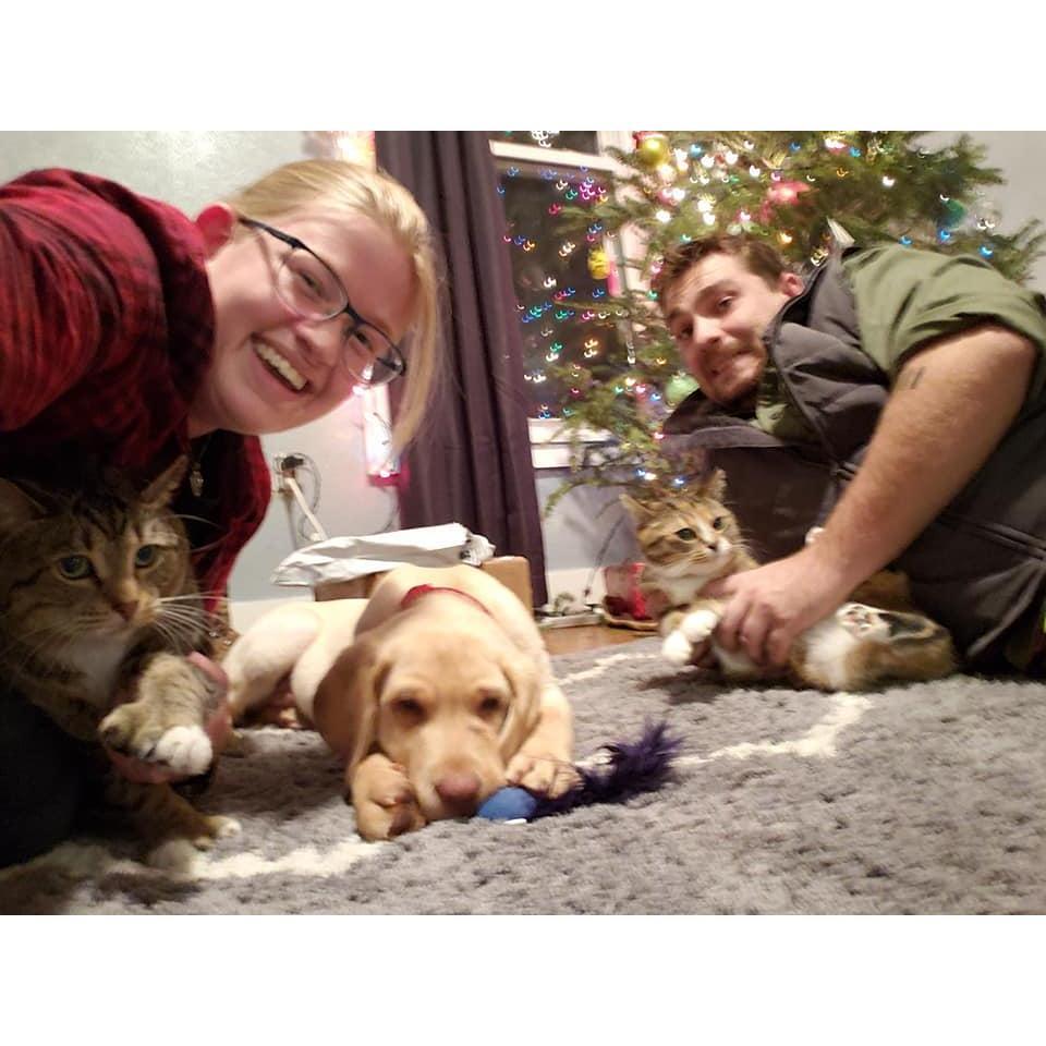 We had to retake our Christmas photo after we got Blue... Never sent that one out!