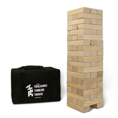 YardGames Giant Indoor and Outdoor Tumbling Timbers Wood Stacking Game with 56 Natural Pine Blocks, For Children 8 Years and Up