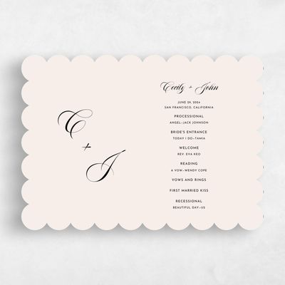 Beige Scalloped Wedding Program - Wilmington