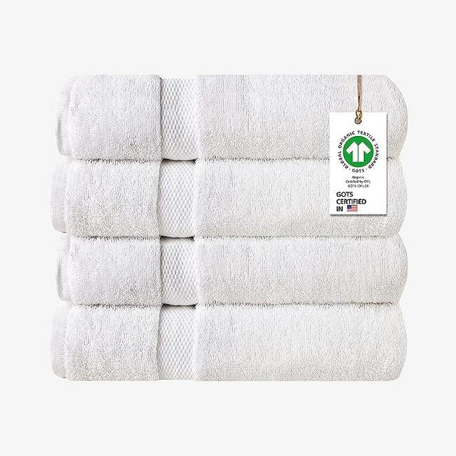 Delara 100% Organic Cotton Towels 700 GSM Plush Feather Touch Quick Dry Bath Sheet, Pack of 4 GOTS Certified, Oeko-Tex Green Certified, Organic Cotton Bath Sheet, 36"X70"