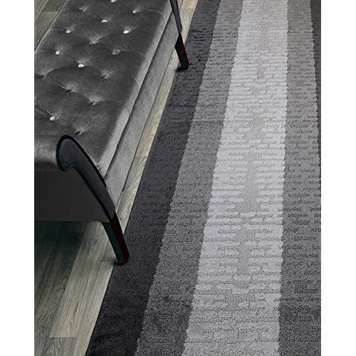 Custom Length Hallway Runner Rug,Slip Resistant,Abstract Anthracite, 26 Inch X 10 feet, Sold and Priced Per Foot
