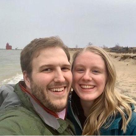 2nd Anniversary Lake Michigan Adventure in 2020 at Point West in Macatawa/ Holland! You can see the pandemic hair starting to come along…