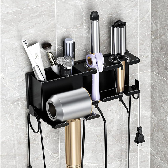 MAYZOLOP Hair Dryer Holder, Hair Tool Organizer, Blow Dryer Hanger Wall Mount for Dryer Hook, Bathroom Space-Saving Blow Dryer Organizer, Curling Irons Storage Wall Mounted