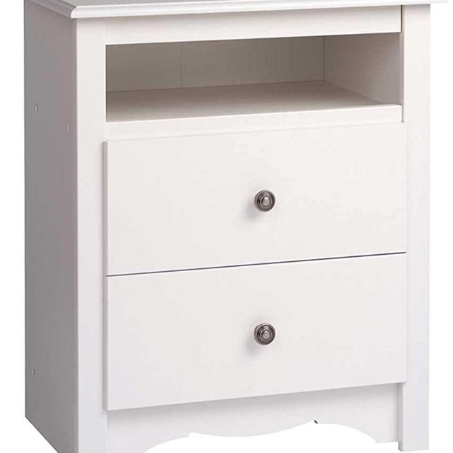 Prepac Monterey White 2-Drawer Tall Night Stand