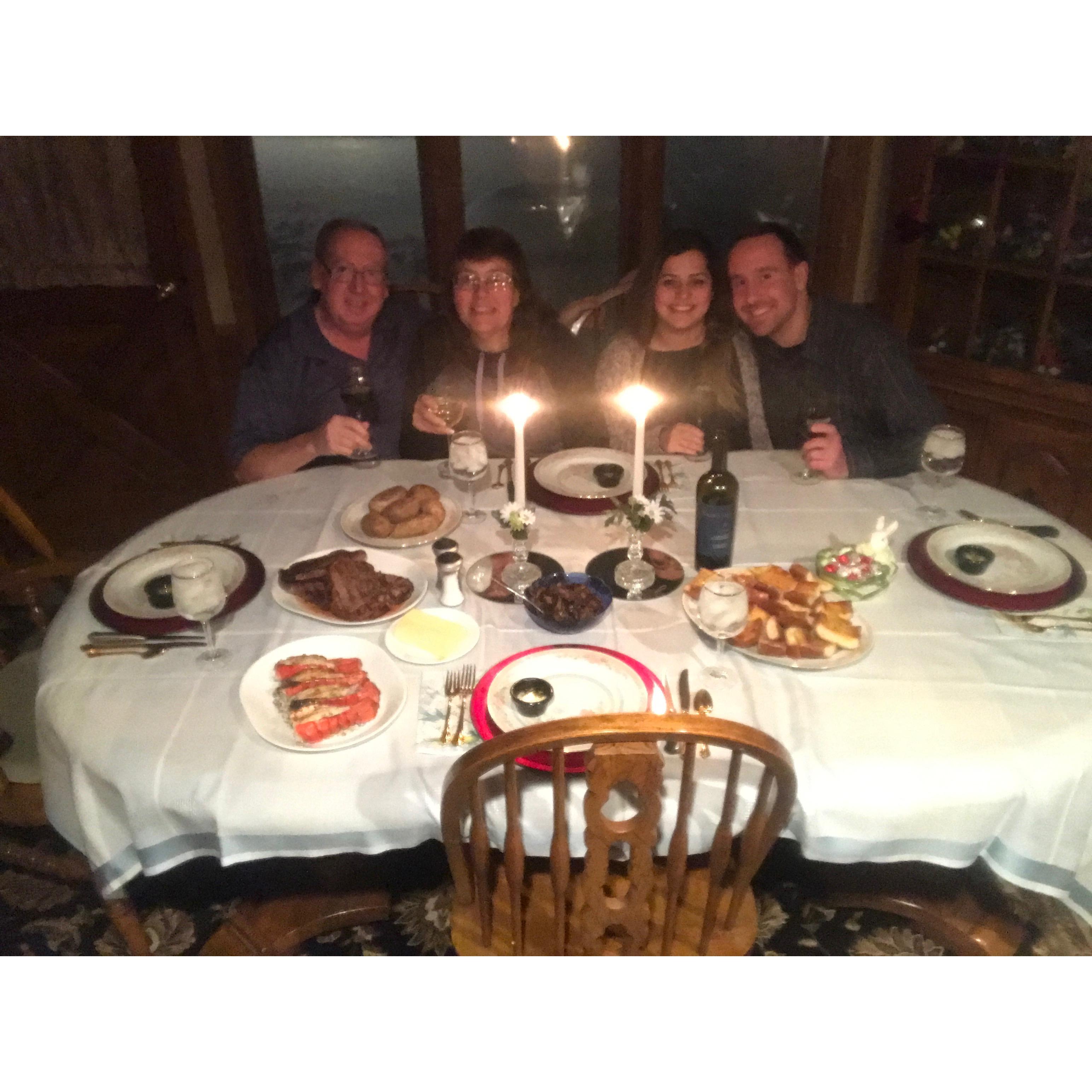 Dinner at Anthony's parents, Phil & Stacie. February 2019