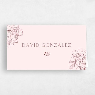 Pink Vintage Wedding Place Card - Selindra