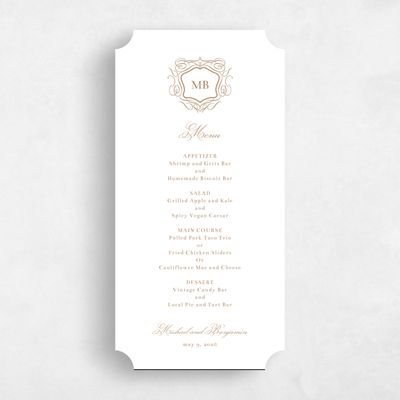 Brown Ticket Wedding Menu - Griffin