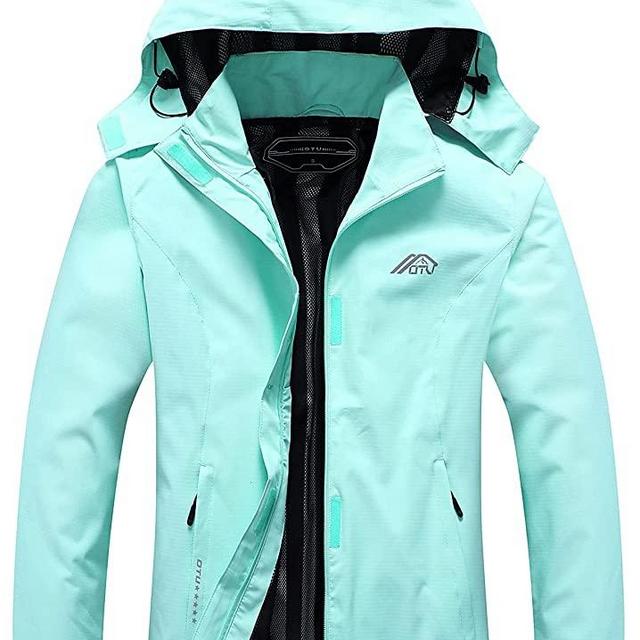 OTU Women's Waterproof Rain Jacket Lightweight Hooded Raincoat for Hiking Travel Outdoor