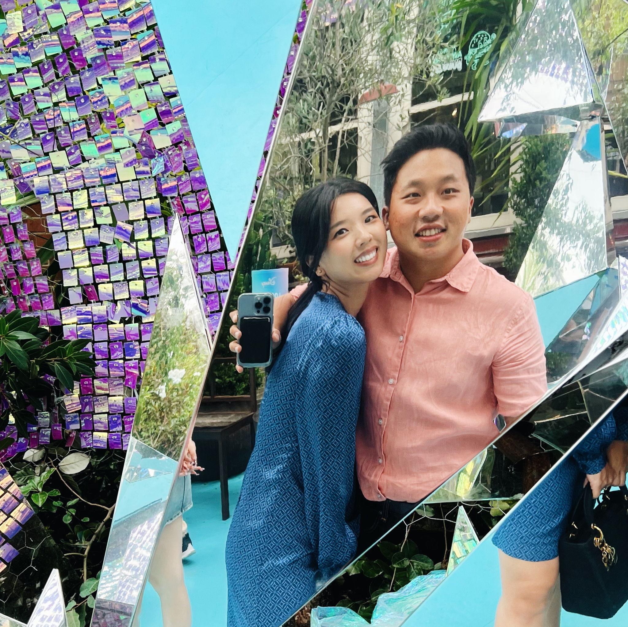 Mirror selfie, Mickey Mouse theme at The Grounds of Alexandria, January 2023