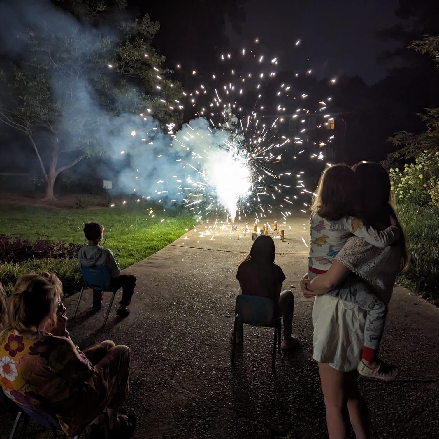 Our first 4th of July as a family. We came back from Sarah’s parents’ lake house to do our own fireworks on the driveway!
