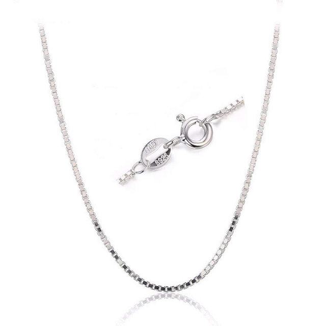 BQfife 925 Sterling Silver Designer Chain 0.8MM Delicate Italian Box Chain - Super Thin & Strong Lovely Necklaces