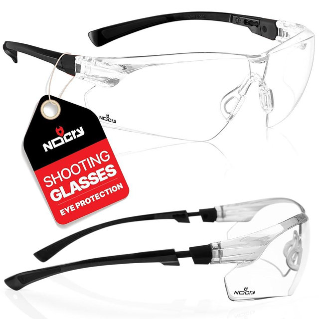 NoCry Clear Shooting Glasses for Men with Anti-Fog and Scratch Resistant Wraparound Lenses — ANSI Z87 Protective Eyewear with Adjustable Temples & Nose Pad — 100% UV Eye Protection