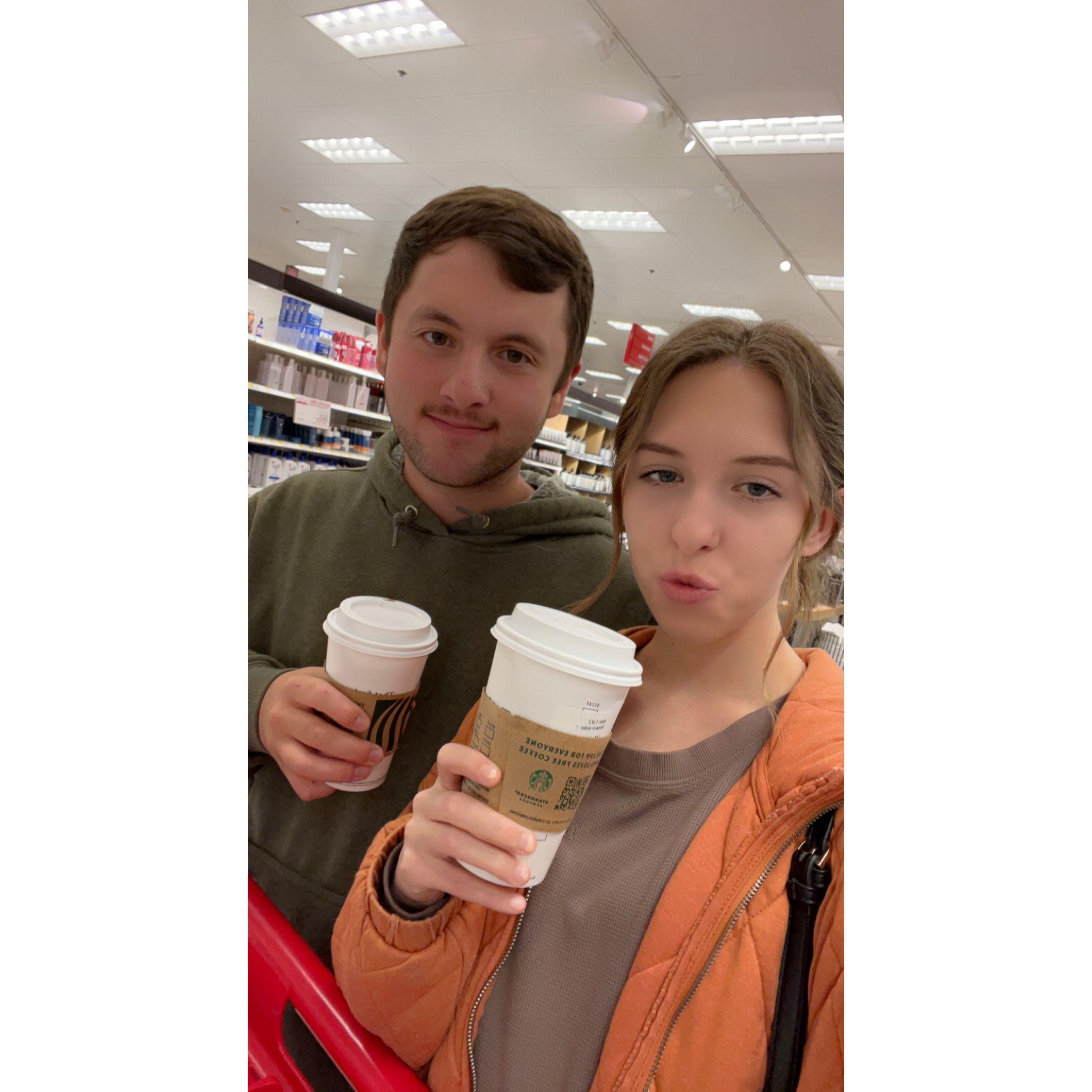 Us taking a stroll in our favorite store Target and sipping on some hot chocolate. 9/30/2022