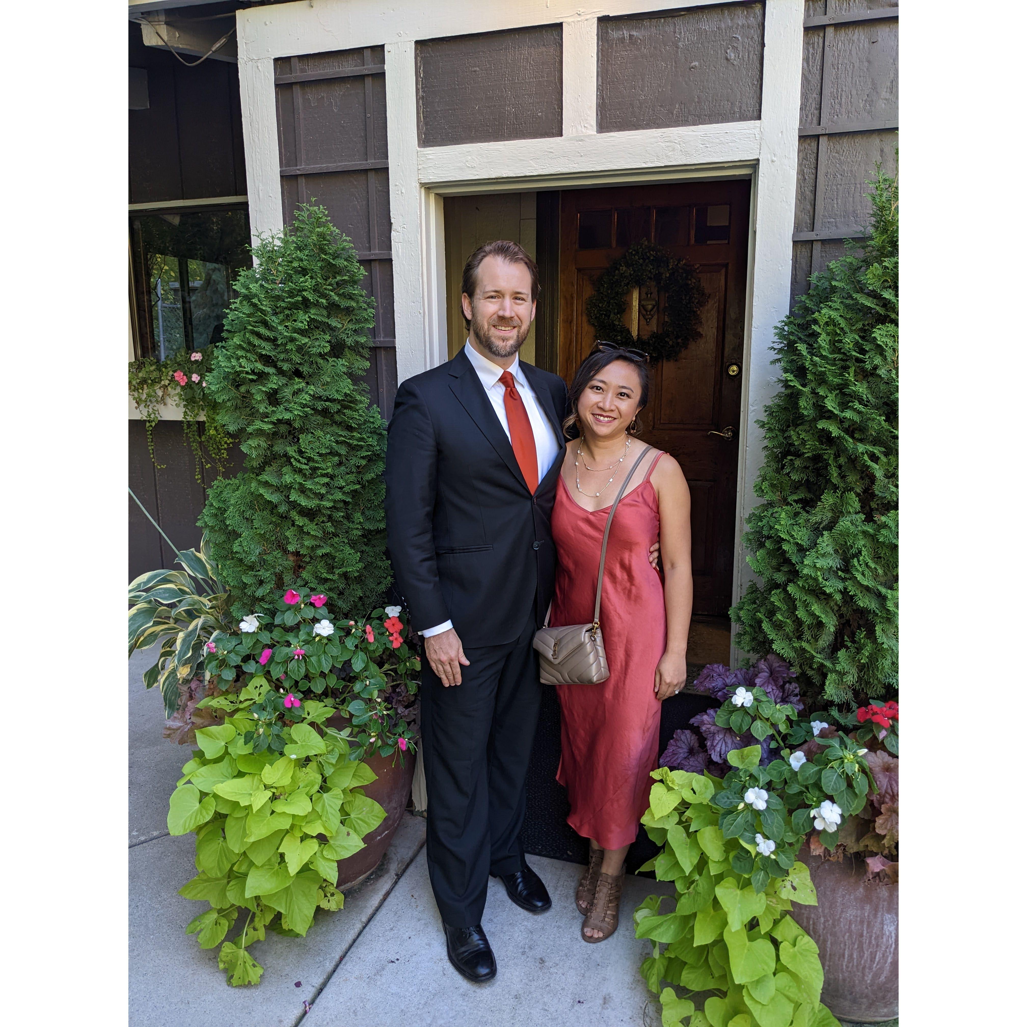 Snapping a couple's photo in Salt Lake City UT