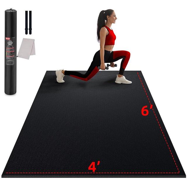 GymCope Large Exercise Mat for Home Workout,10'x6'/9'x6'/8'x6'/7'x5'/6'x4' (7mm) Extra Thick Workout Mat, High-Density Gym Mat for Cardio, Jump Rope, MMA, Weights (Shoe-Friendly)