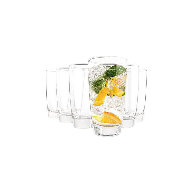 Vikko 16.4 Ounce Water Tumblers | Large All Purpose Drinking Glasses – Thick and Durable Construction – Beautiful Design – Heavy Base – Dishwasher Safe– Set of Six Tall Glass Tumblers