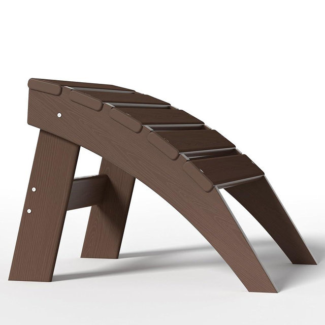 Plawdlik Folding Ottoman for Adirondack Chair–HDPE All-Weather Footrest for Outdoor Use, Garden & Poolside– Anti-Cracking, Fade-Resistant, Easy Assembly–Coffee
