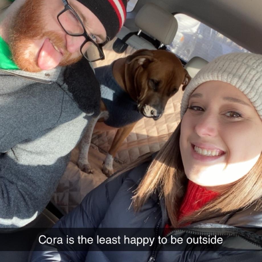 January 2021 - Car rides with Cora, our indoor apartment pup