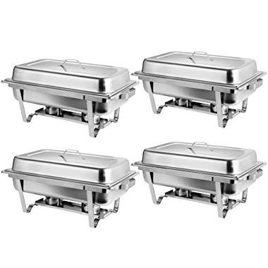 Nova Microdermabrasion 8 Quart Stainless Steel Chafer Full Size Chafer Chafing Dish Buffet Set W/Water Pan, Food Pan, Fuel Holder and Lid For Catering Warmer Set (Rectangular)