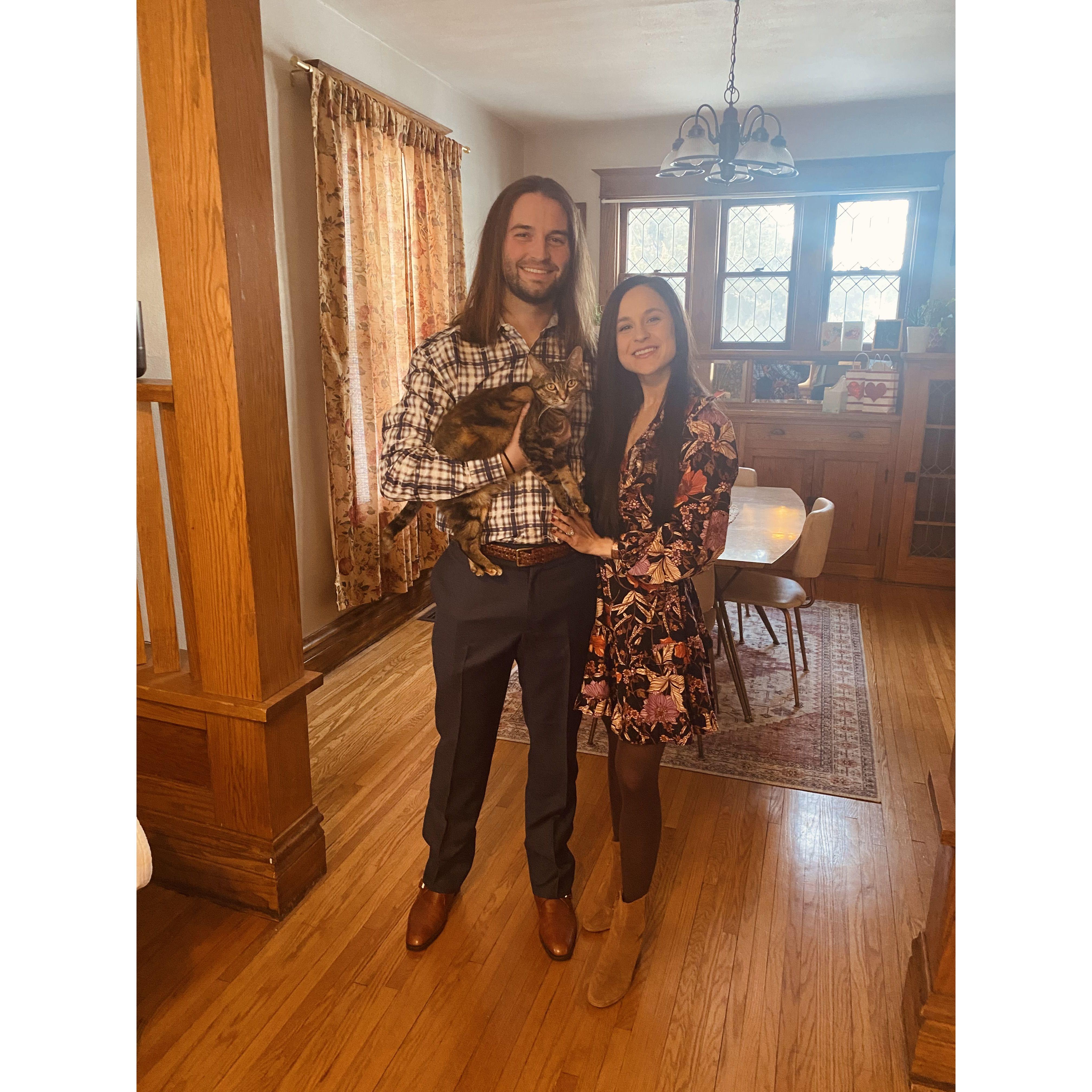 Engagement party night! With Buggy before celebrating that night with family and friends