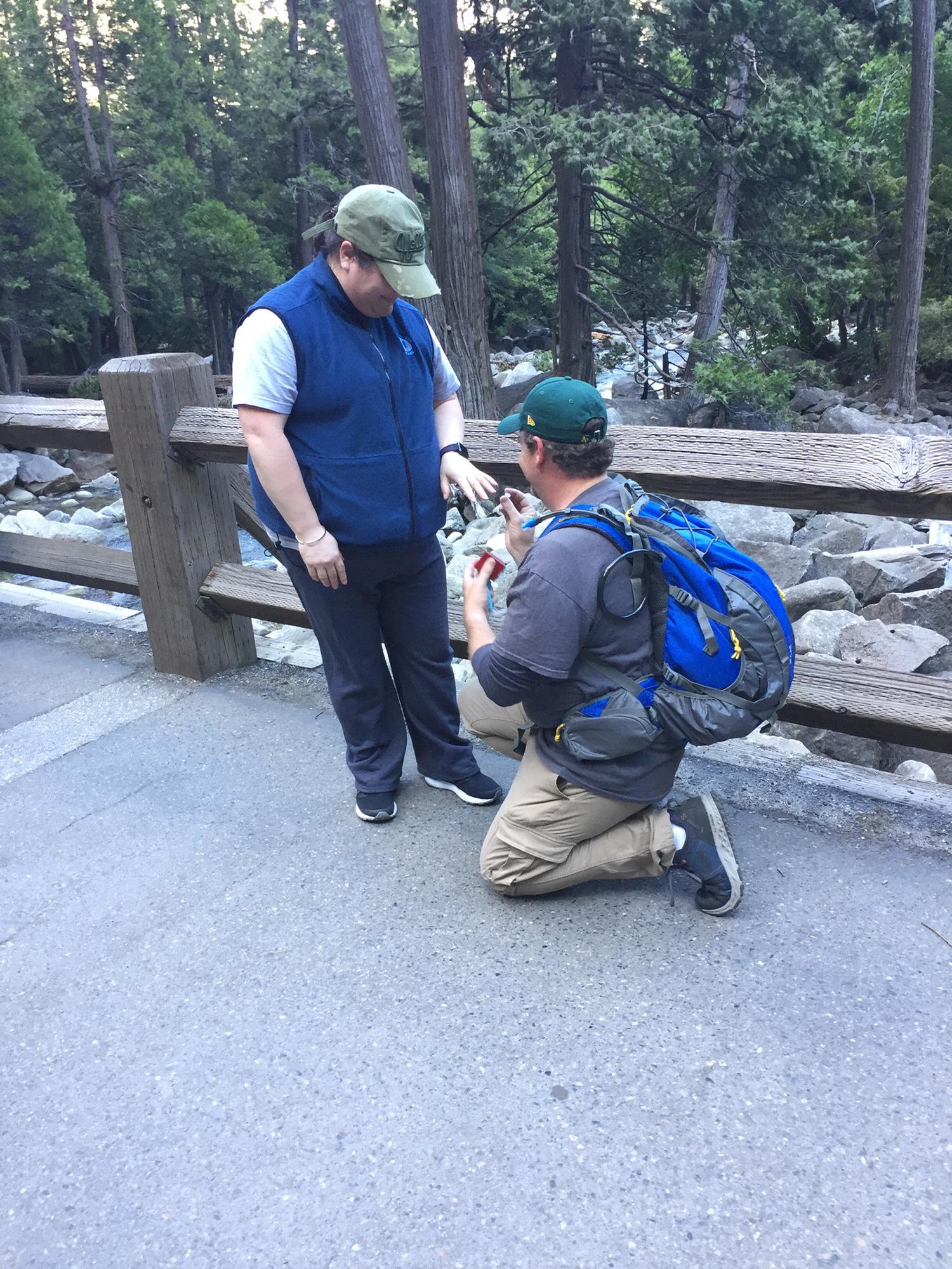 2020: The 2nd proposal. Duane had planned on proposing to Kimberly in Yosemite since it is a special place for them. But, he couldn’t wait. So, Duane proposed a second time at their special spot.