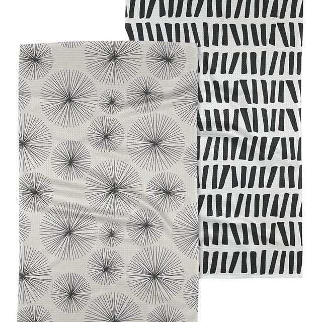 GEOMETRY Kitchen Tea Towel - Quick Dry Microfiber Cloth Dish Towels for Kitchen Drying - Premium Quick Dry Towel - Not Forgotten + Fiona (Linework 2-Pack Set)