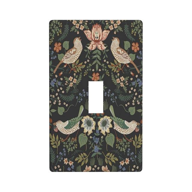 Vintage Bird Green Floral 1 Gang Toggle Light Switch Cover Plates Decorative Electric Outlet Covers Decorator Wall Switch Plate Receptacle Plug Covers 4.5 * 2.76 Inches