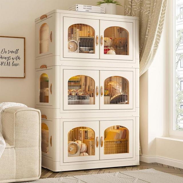 EnHomee 75GAL Storage Bins with Lids Large Stackable Storage Bins with Wheels and Door Storage Containers Box for Closet Organizers and Storage Plastic Drawer Storage for Bedroom Office Kitchen School