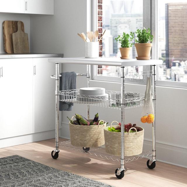Miriam 38.62'' Wide Rolling Kitchen Cart with Stainless Steel Top