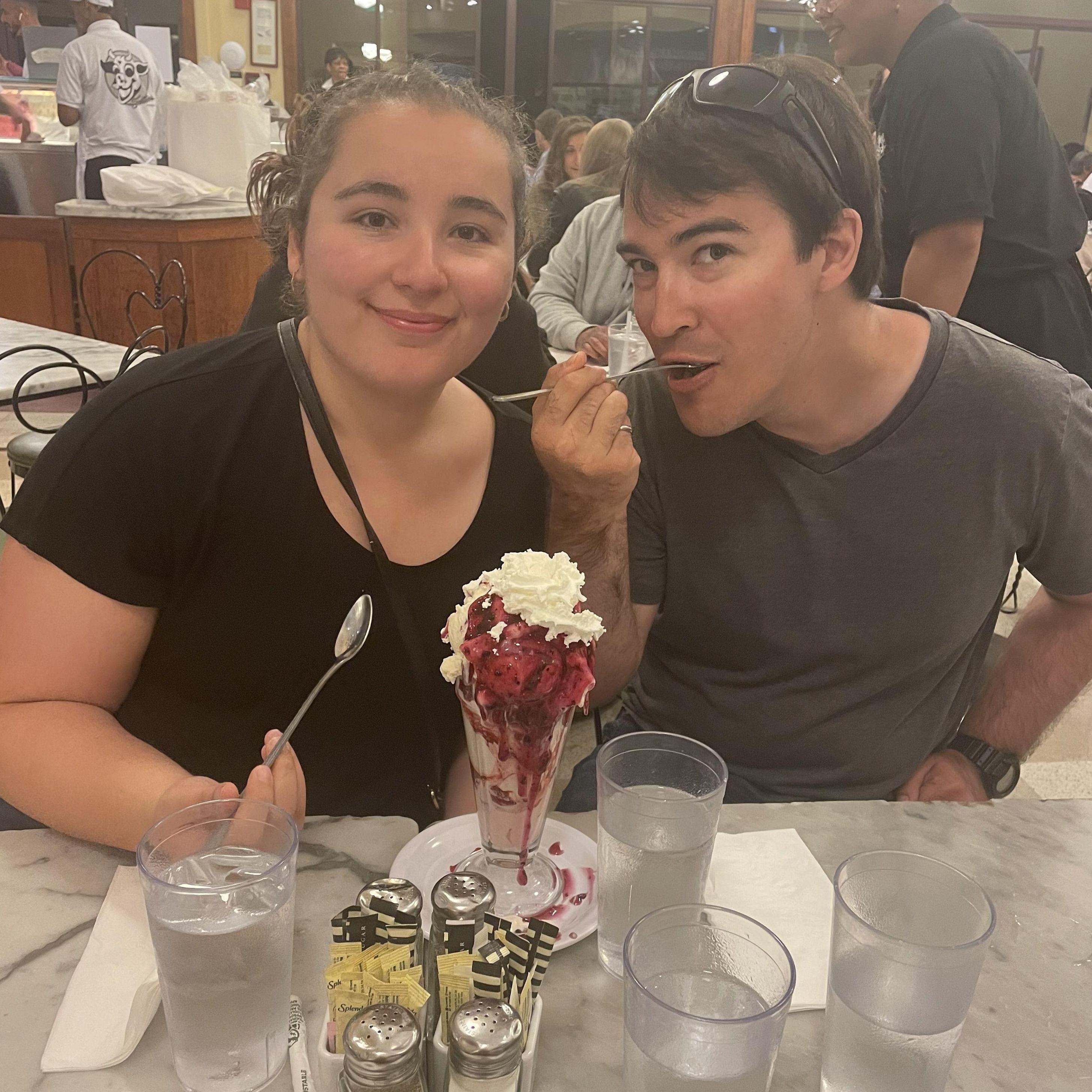 Eating a sundae at Fenton's