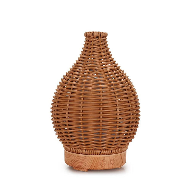 Essential Oil Diffuser Rattan Weaving, 100mL 7 Changing Color Lights Ultrasonic Aroma Diffuser Humidifier, Noiseless Auto-Off Sleep Mode for Home Decoration Relaxation Office Workout