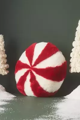 Peppermint Faux-Fur Pillow