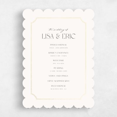 Beige Scalloped Wedding Program - Rothenburg Foil