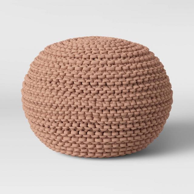 Cloverly Chunky Knit Pouf Beige Blush Beige - Threshold™