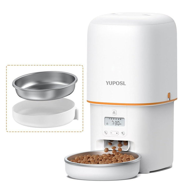 Automatic Cat Feeder - 4L Timed Auto Pet Feeder for Cat and Dog with Dry Food Dispenser, 180-day Battery Life, 1-6 Meals Per Day, 1-16 Portion, Desiccant Bag Keeps Food Fresh