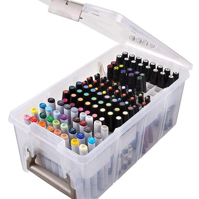 ArtBin 6934AB Satchel with Marker Tray, Art & Craft Organizer, [1] Plastic Storage Case, Clear