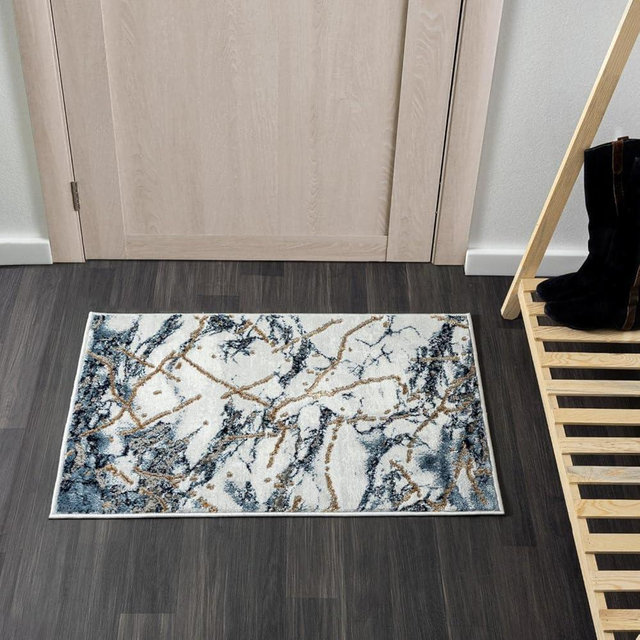 LUXE WEAVERS Marble Abstract Blue 2x3 Area Rug