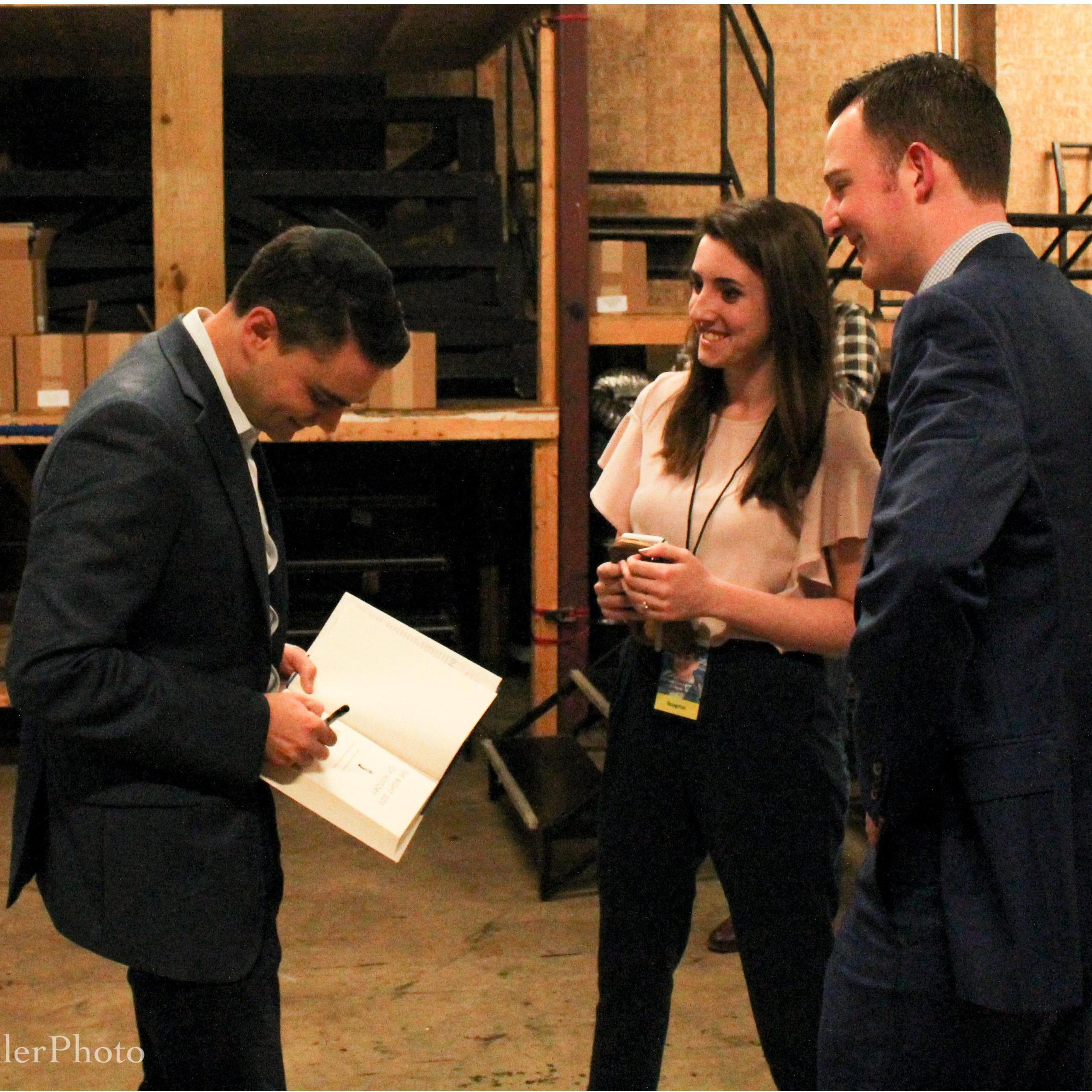 We got to meet Ben Shapiro about an hour after we got engaged, and he signed Ben's book "Mazel Tov!"