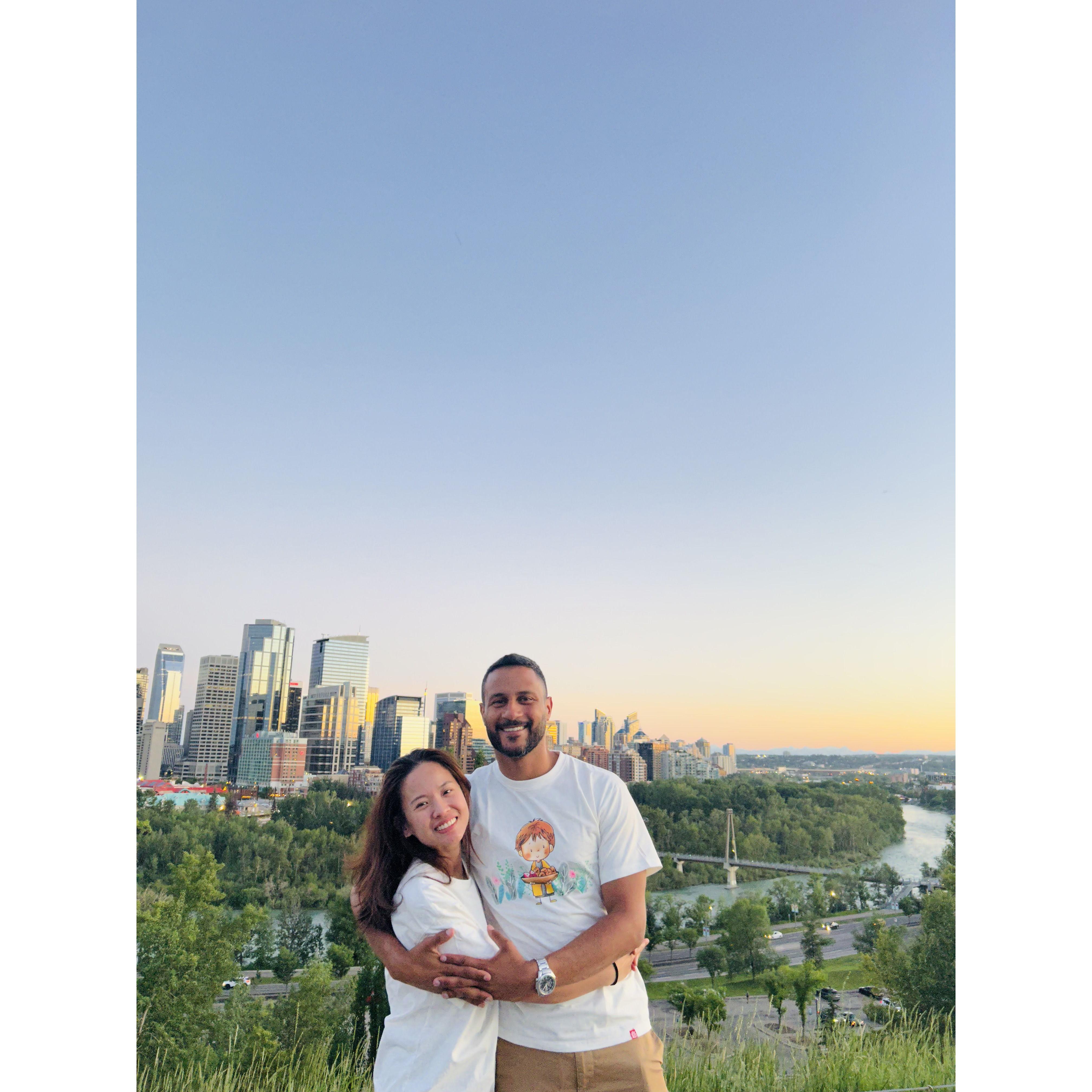us at Crescent Heights, taking in the view of the heart of Calgary