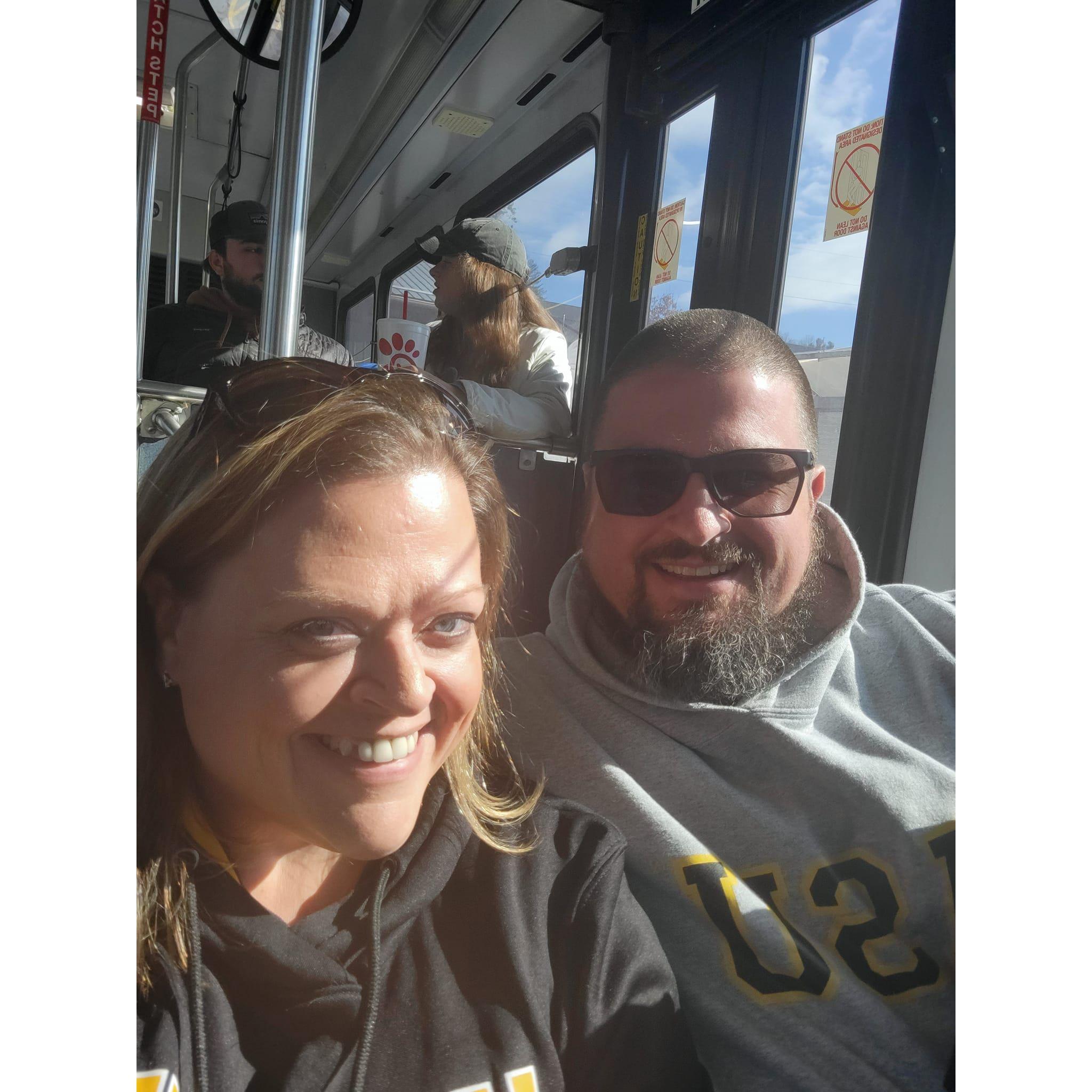 On the way to Josh's first App State game, and it was a COLD one!