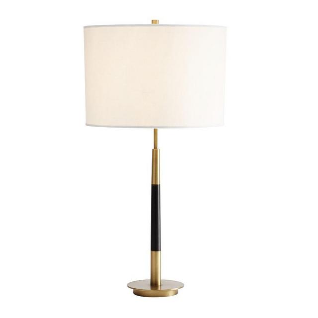 Reese Metal Table Lamp, Large, Antique Brass with White Small SS Gallery Shade