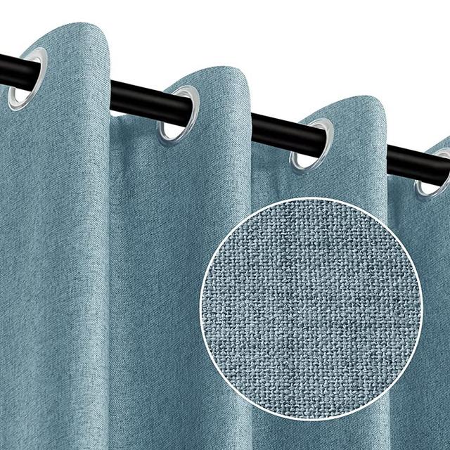 Rose Home Fashion RHF Blackout Curtains for Bedroom, Primitive Linen Look, 100% Blackout Curtains Linen Blackout Curtains, Grommet Curtains for Living Room, Burlap Curtains-2 Panels (50x96 Tealblue)