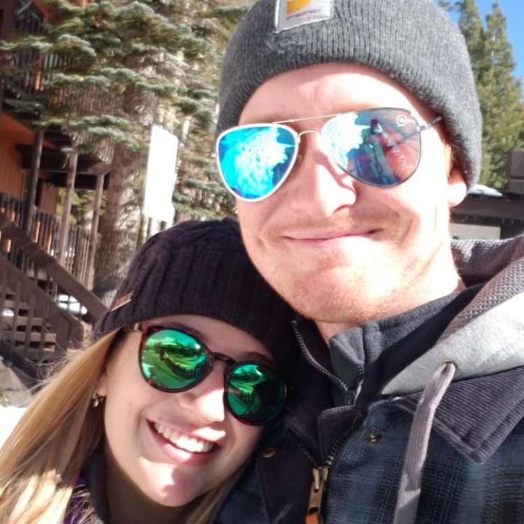 11/25/2018, Mammoth, California: Travis trying to teach me to snowboard.