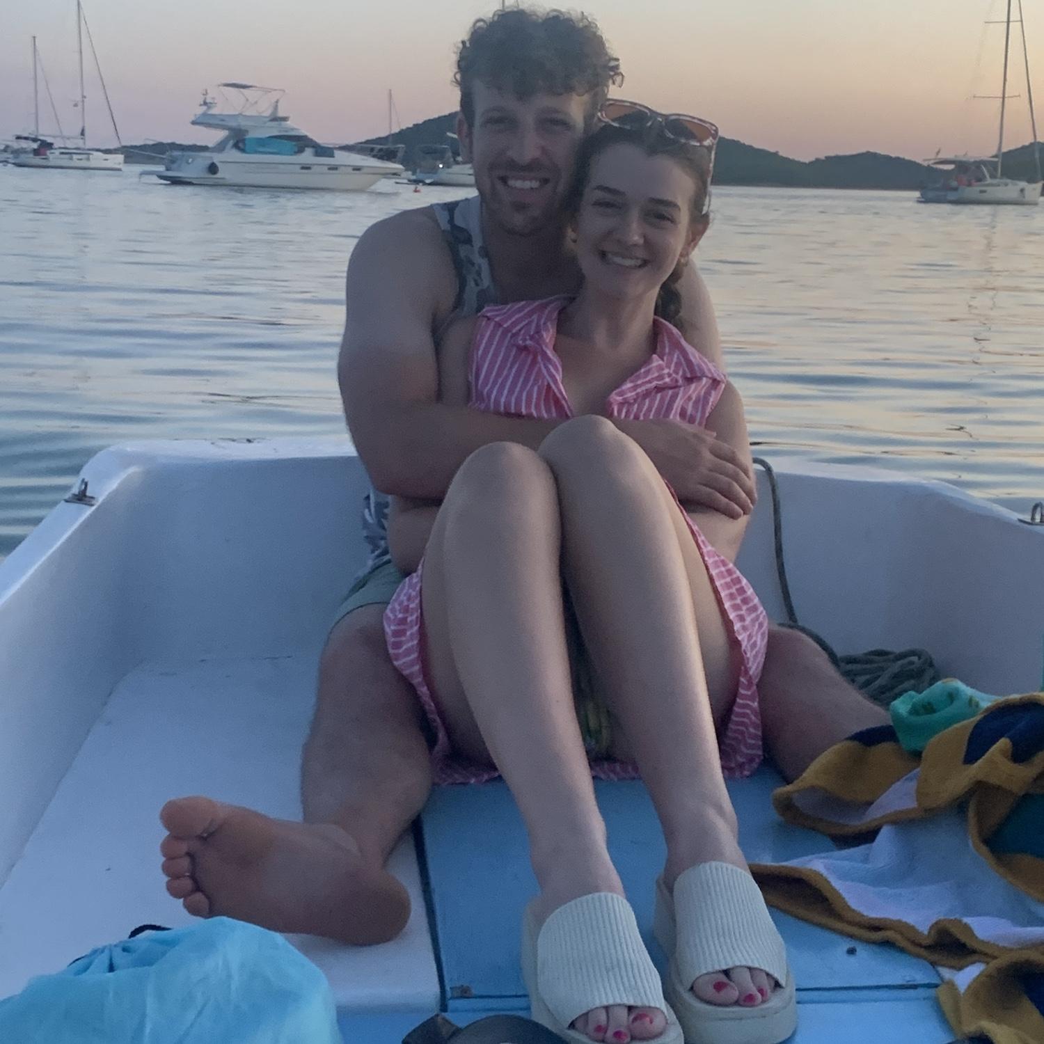 A boat ride after swimming in the Adriatic Sea in Murter, Croatia.